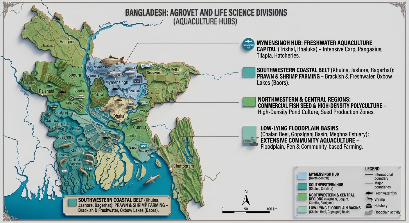 Bangladesh aquaculture regions map
